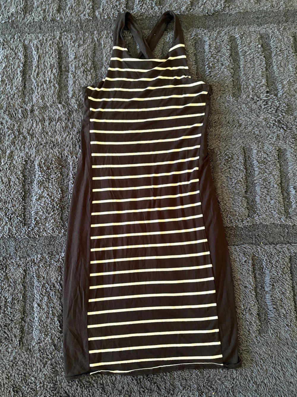 Athleta Navy and White Striped Midi Dress